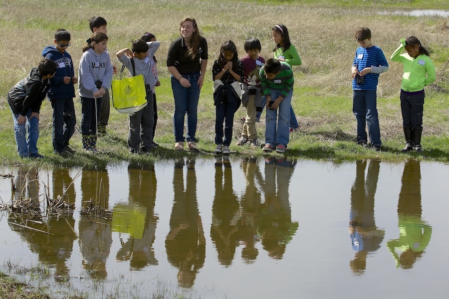 Elementary students on a Splash field trip during the wet phase.